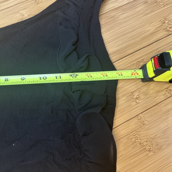 Free People Black One-Shoulder Ruffle Tank Top Edgy Festival Edgy Sz XL - Picture 4 of 6